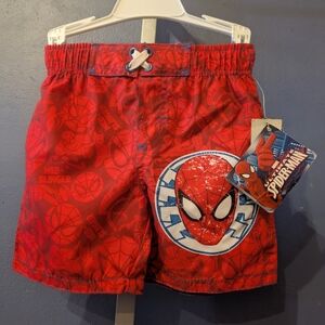 Infant Boys 18-24 mo Marvel Spiderman Red Hero Swim Trunks Shorts Nwt UPF 50+